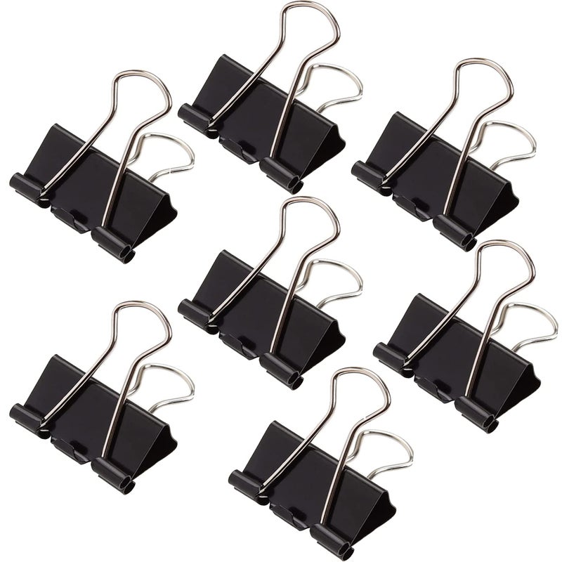 Ziqi 144 Pcs Binder Clips 1 Inch, Black Medium Paper Clamps for Office Supplies, Wide Metallic Binder Clips, Large Document Clamp, File Clips - Image 1
